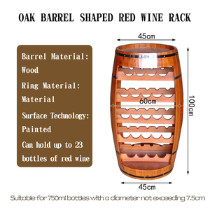 Estante de madera maciza para barriles de vino, gabinete de vino en forma de barril de roble carbonizado, estante decorativo para vino tinto de 100cm, técnica pintada - Product Image 2