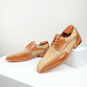 Chaussures Oxford en cuir véritable haut de gamme, style britannique, formelles, imperméables, respirantes, à lacets, pour hommes, bout pointu, fabriquées à la main - Product Image 1