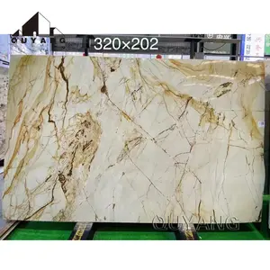 Quyang Moderne Luxe Ontwerp Romeinse Indruk Marmer Onyx Big Slab Muur Vloertegels Natuursteen Keuken Aanrecht - Product Image 1