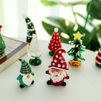 Adornos Navideños de Vidrio, Figuras de Papá Noel para Árbol de Navidad, Decoraciones Creativas de Dibujos Animados para el Hogar, Mini Decoraciones para Escritorio y Coche