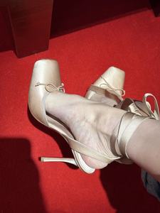 أحذية كعب باليه بفيونكة مربعة سوداء مغلقة من الأمام برباط صندل رقص باليرينا - Product Image 6