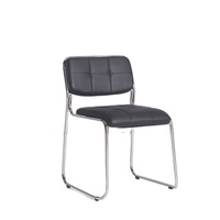 Chaise de bureau moderne à dossier moyen, chaise de visiteur exécutive, siège de réunion sans accoudoirs avec structure en fer pour immeuble de bureaux