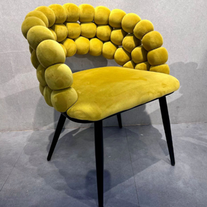 Silla de <span class=keywords><strong>Comedor</strong></span> con Respaldo Suave para las Cuatro Estaciones, Silla de Estilo Moderno con Patas de Acero y Tapicería de Algodón para el Hogar - Product Image 1