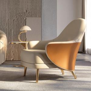 Living Room Chair Single <b>Sofa</b> Reclining Two Tone Leather Modern Design For Hotel Bedroom - Product Image 2