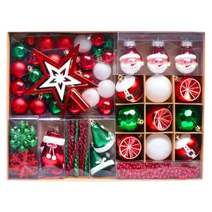 Hot Sale Plastic Balls Pack With Hand Painted Tree Ornaments Home Decoration