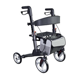 Andador de aluminio de cuatro ruedas con seis ajustes de altura para ancianos y personas con discapacidad, scooter plegable para movilidad. - Product Image 3