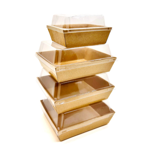 Tùy Chỉnh Bánh Sandwich Bánh Hamburger Hình Chữ Nhật Bánh Mì Hot Dog Kraft Giấy Bao Bì Thực Phẩm Dùng Một Lần Bánh Hộp Với Rõ Ràng Nắp Nhựa - Product Image 1