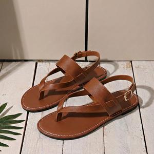 Sandalias Casuales de Estilo Europeo para Mujer, Talla Grande, con Punta Abierta, Color Sólido, Suela Plana, Ideales para la Playa - Product Image 5