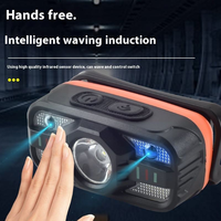 Lampe frontale LED rechargeable, étanche IP65, en plastique, faisceau réglable, détecteur de mouvement, portable, légère, mains libres, lumière du jour 5000K