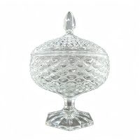Pot à bonbons en verre gaufré classique avec couvercle, idéal pour ranger des bijoux ou comme décoration de salle à manger