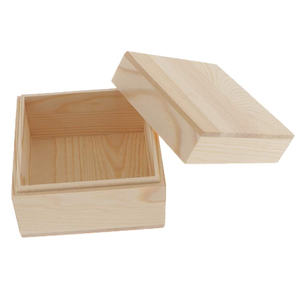 Custom logo small square natural jewelry storage box unfinished wooden gift box with lid
