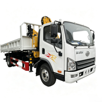 Camion léger FAW 4x2 avec grue à bras articulé pliable, petit camion de livraison de marchandises à plateau basculant