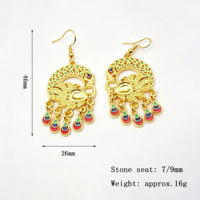 Imitation Gold New Chinese Ethnic Style Peacock Phoenix Long Tassel Dangle Earrings for Women Fashion Jewelry