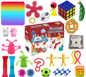 Jouet Squishy de compte à rebours de Noël en silicone anti-stress, ensemble de 24 jouets sensoriels à bulles, calendrier de l'Avent Fidget pour l'autisme - Product Image 5
