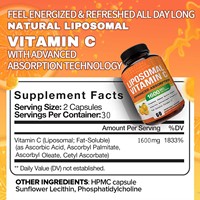 Vitamina C Liposomal OEM ODM 1600mg Antioxidante de Alta Absorción Soluble en Grasa para Adultos, Aclara la Piel y Refuerza el Sistema Inmunológico