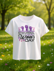 T-shirt da donna Luokeren per la Giornata Internazionale della Donna, girocollo, manica corta, stampata, casual, in tessuto 100% poliestere lavorato a maglia - Product Image 2