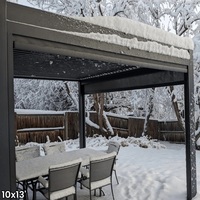 Gazebo en aluminium à double toit anti-typhon personnalisé, toit motorisé réglable avec bande lumineuse LED et moustiquaire