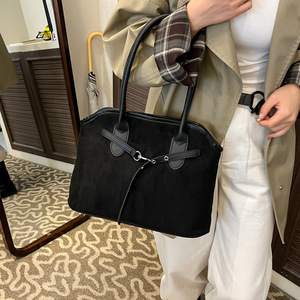 Công suất lớn phụ nữ thiết kế vai Túi Da Lộn vải và PU da 3 loại vật liệu khác nhau Túi xách Totes - Product Image 2