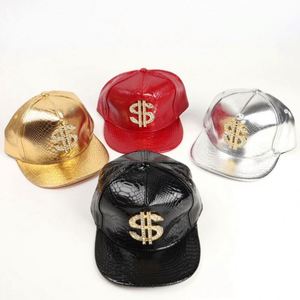 Gorra Snapback de 5 Paneles Unisex de Cuero Impermeable al por Mayor con Diseño de Dólar para Uso en Exteriores - Product Image 1