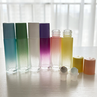 Flacon en verre à bille de 10 ml, nacré, dégradé, épaissi, givré, portable, vide, pour huiles essentielles/parfum, soin de la peau