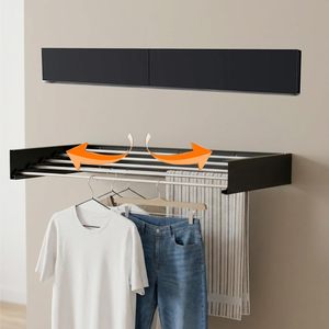 <b>Wall</b> <b>Mounted</b> Foldable Metal <b>Drying</b> <b>Rack</b> Invisible Laundry <b>Rack</b> for <b>Clothes</b> Kitchen Space Applicable - Product Image 1