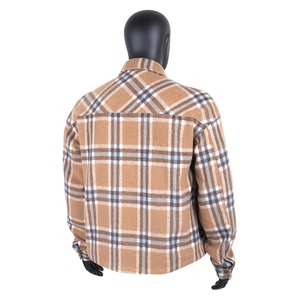 Veste en laine à carreaux pour homme TOPSHOW GARMENT, de haute qualité, décontractée, d'hiver, pour l'extérieur, avec logo brodé, fermeture éclair, poche, double fermeture éclair - Product Image 3