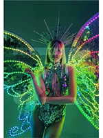 Yeni teknoloji glow-in-the-koyu renk değiştiren LED kelebek Showpiece sahne dans 100% Polyester yetişkin kadın kraliçe günü savurgan