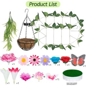 Panier suspendu à énergie solaire avec lumières LED, pot de fleurs décoratif d'extérieur pour jardin, patio, balcon - Product Image 3