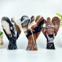 Großhandel 19cm Schwarze und Rote Achat-Engel-Ornamente Handgeschnitzte Kristall-Heilstein-Kunstwerke zur Heimdekoration