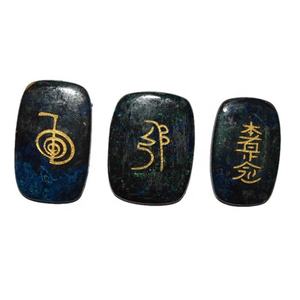 Chrysocolla-Set ovalado de ReikI, piedras de cristal de reiki - Product Image 1