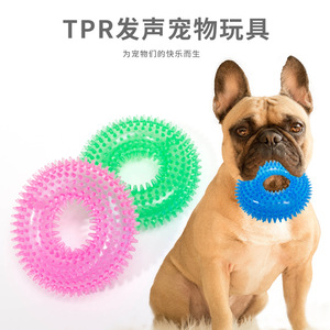Juguete de anillo con púas de TPR para mascotas, popular transfronterizo, con sonido, anillo mordedor duradero para la dentición, anillo grande con púas para perros grandes - Product Image 4