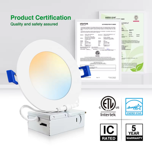 <span class=keywords><strong>Precio</strong></span> de Fábrica: <span class=keywords><strong>Downlight</strong></span> <span class=keywords><strong>LED</strong></span> Empotrable sin Marco de 8" y 18W, 5CCT Seleccionables, ETL, IC, Hermético, Tipo Disco - Product Image 6