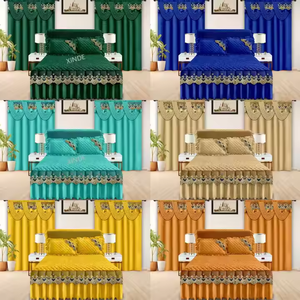 Bán Sỉ 5 Mảnh Bedskirt Set Sang Trọng Thêu Ren Ruffles Bộ Đồ Giường Set Với Rèm Cửa 5 Pcs Bedskrit Đặt Vua Kích Thước - Product Image 2