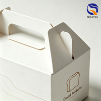 Caja de Cartón Blanca Resistente con Asa de Papel para Postres, Ideal para Panaderías, Pastelerías y Exhibición de Macarons