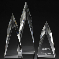 Trio Charmant - Ensemble de Trophées en Cristal Colonne pour Récompense d'Équipe / Hommage aux Partenaires