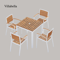 Ensemble de mobilier d'extérieur commercial, ensemble de salle à manger de jardin en aluminium, ensemble de terrasse de restaurant, table et chaises