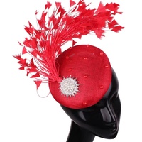 Chapeau de cérémonie haut de gamme en chanvre à 4 couches pour femme, coiffe à plumes faite à la main, accessoires de mariée, fascinateur pour femme