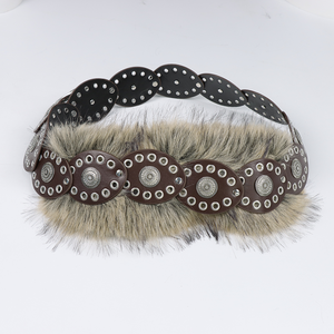 Ceinture en cuir imitation fourrure de Viking médiéval, ceinture à rivets vintage, ceinture pour costume d'Halloween, accessoires de costume pour films et séries TV - Product Image 4