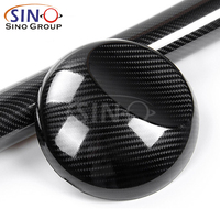 Film adhésif pour voiture sans bulles d'air 2D 3D 4D 5D 6D 7D Noir brillant, film de protection complet pour voiture, vinyle noir en fibre de carbone