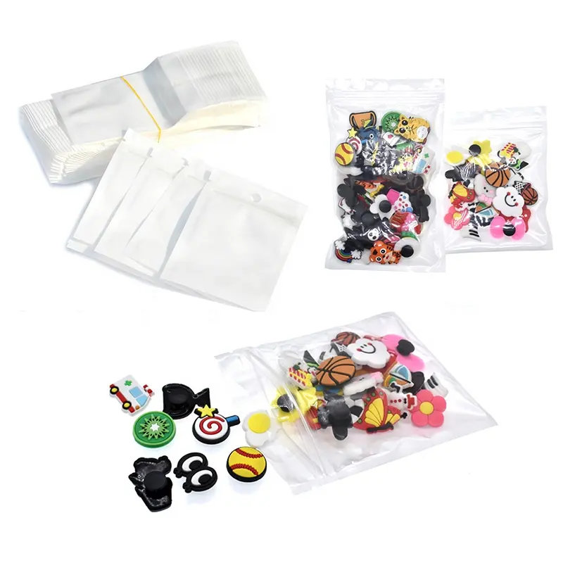 shoe charm bag White Clear Self Seal Zipper Plastic Pack Zip Lock Bag Plastic Poly Package croc charms Bag croc shoe charms sets