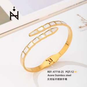 Stainless Steel <b>Shell</b> <b>Bracelet</b> Gold Plated Cuff Minimalist Women's Jewelry - Product Image 1