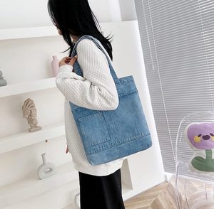 Gran oferta, bolsas <span class=keywords><strong>de</strong></span> mano <span class=keywords><strong>de</strong></span> mezclilla en blanco suave ecológicas, logotipo personalizado, duradero, ligero con patrón <span class=keywords><strong>de</strong></span> puntos para <span class=keywords><strong>ir</strong></span> <span class=keywords><strong>de</strong></span> <span class=keywords><strong>compras</strong></span> - Product Image 4