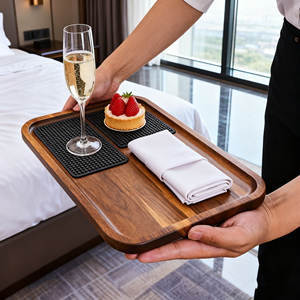 صينية مستطيلة من خشب الأكاسيا على الطراز الياباني لتقديم الفاكهة والشاي والحلويات في المنزل أو الفندق للحفلات - Product Image 3