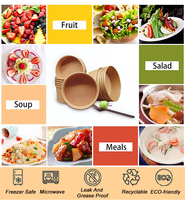 Bols à salade en papier kraft jetables personnalisés avec logo, contenants alimentaires de 1 L et 1,5 L, boîtes à lunch en papier à emporter, bol à soupe et à salade avec couvercle