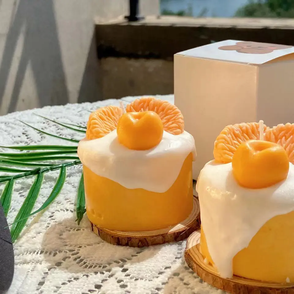 Orange cake scented candle creative cute fruit scented candle handmade soy wax scented candle
