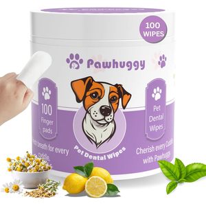 Toallitas Dentales Pawhuggy para Mascotas, 100 Unidades, Almohadillas para Dedos para Perros y Gatos, Alternativa para la Limpieza Dental - Product Image 1