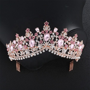 Cheerfeel Gros Mariage Strass Rose Miss Monde Couronne et Diadème HP-400 Coloriage De Mariée Coloriage De Mariée - Product Image 2