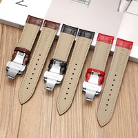 Vente directe d'usine, bracelet de montre en cuir véritable à motif bambou, boucle papillon, options multicolores, libération rapide