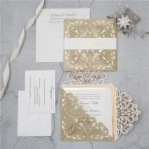파티 quinceanera를위한 중국 결혼식 공급 업체 고급 결혼 초대 청록은 초대 카드 편지를 만듭니다