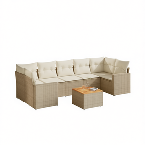 Ensemble de canapés de jardin en rotin beige 6 places, mobilier d'extérieur avec pieds réglables, design contemporain - Product Image 1